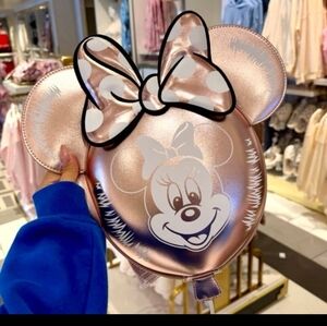 Disney Parks Rose Gold Minnie Balloon Loungefly Crossbody Bag